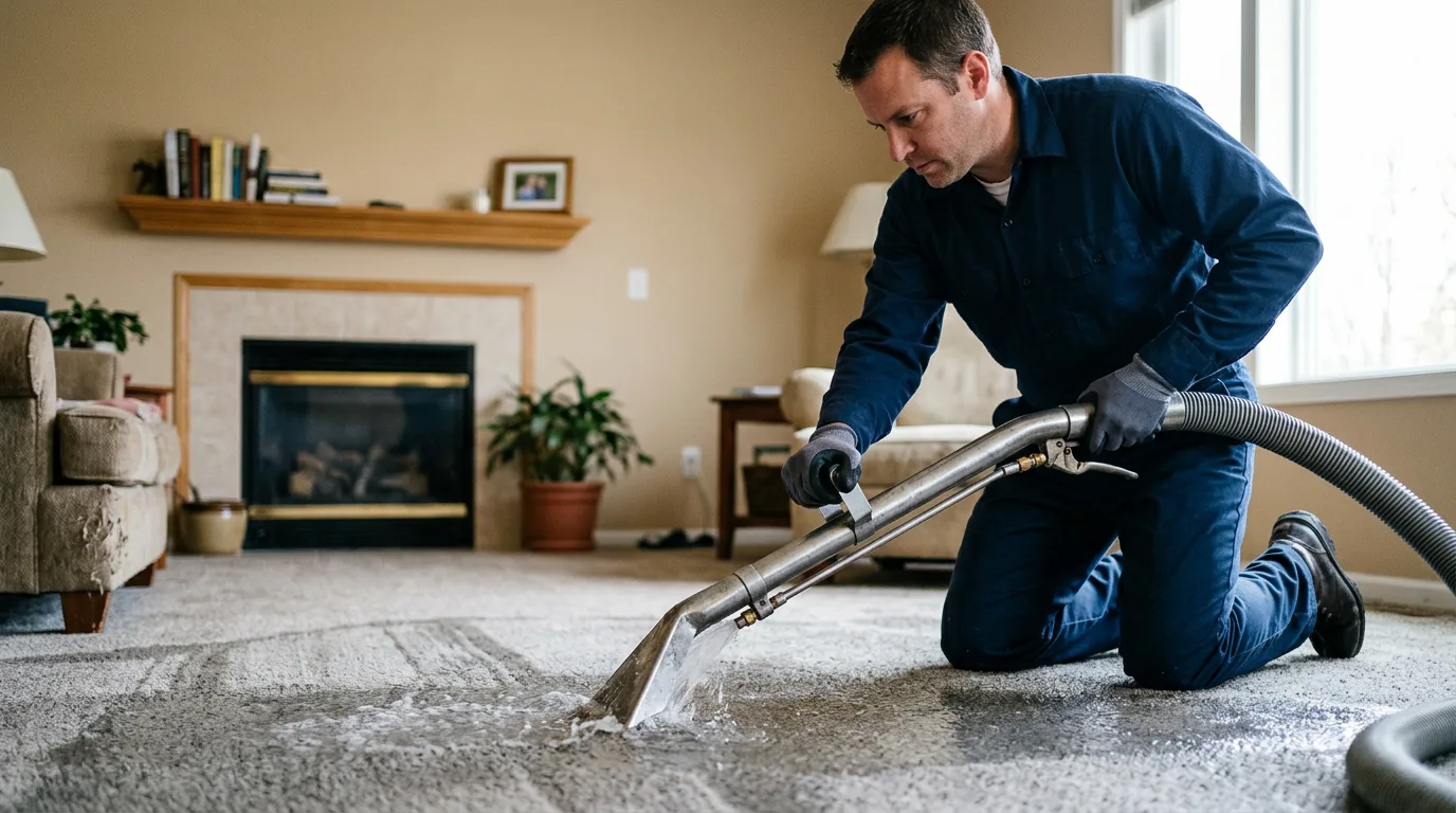 Water damage restoration technician working near North Hills, CA